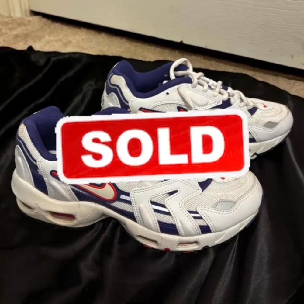 SOLD - Nike Air Max 96 ll Women’s Sneakers - White, Red, & Indigo - Size 7